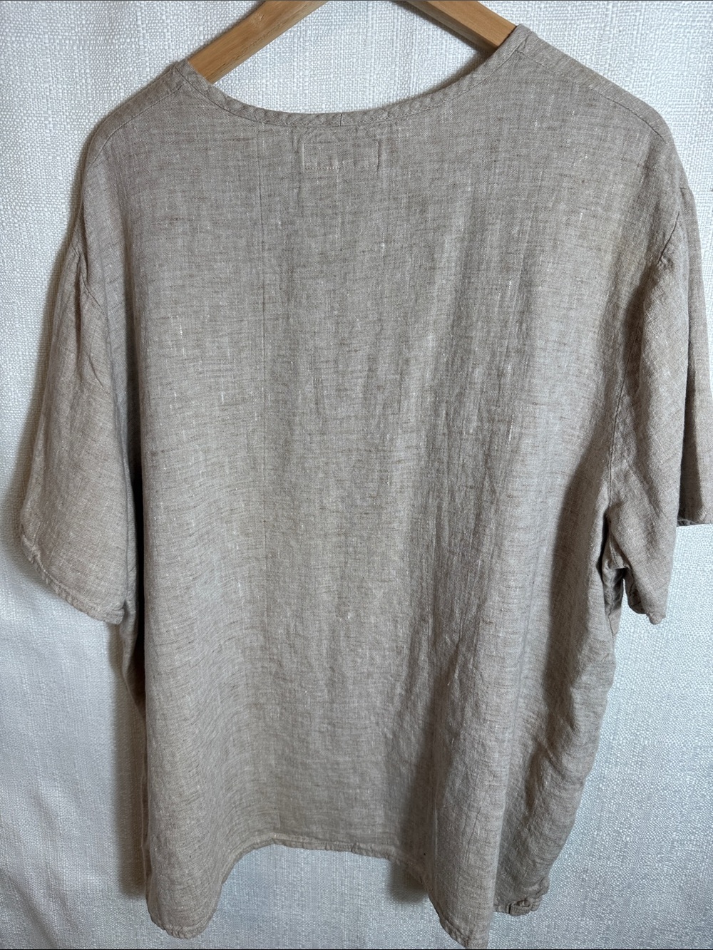FLAX Linen Tunic Top Natural Beige Relaxed Fit Minimalist Artsy 18/20 - Picture 3 of 5